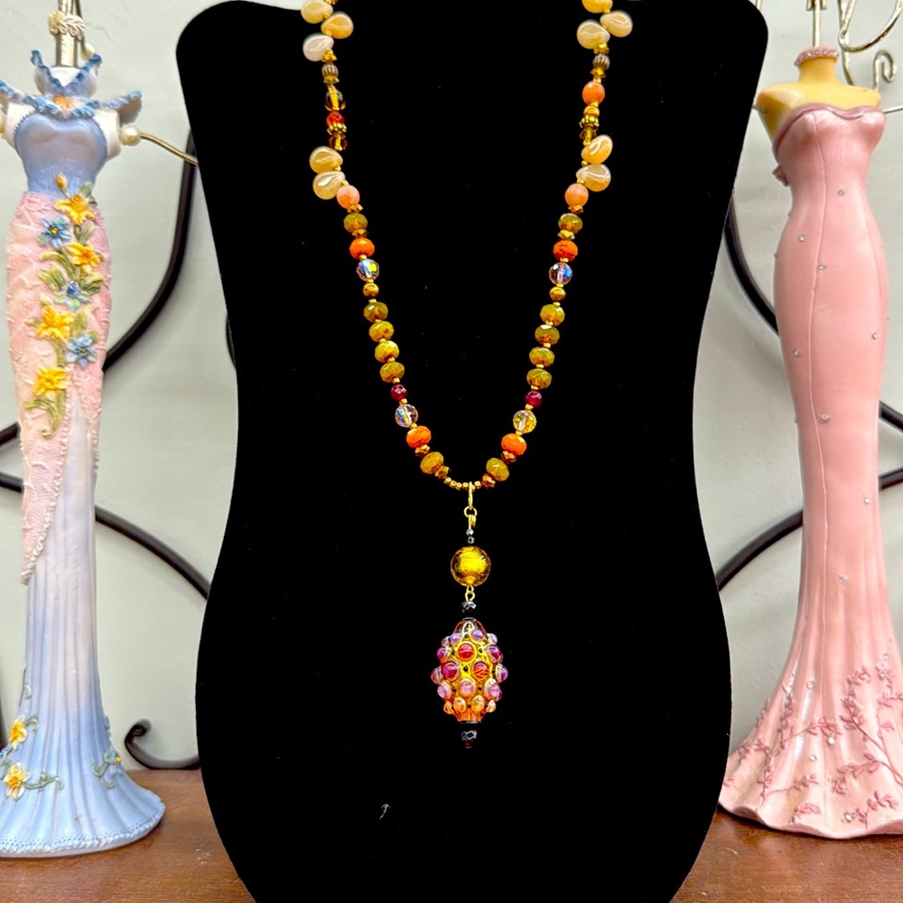 Glass Crystal & Stone Necklace